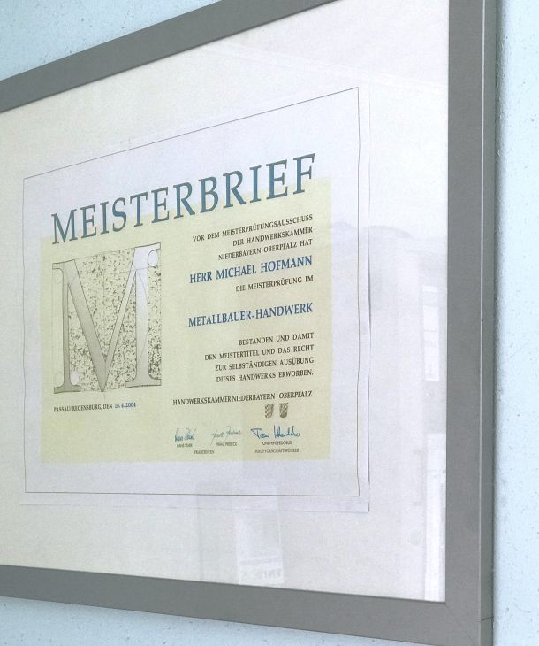 Metallbau Hofmann Meisterbrief